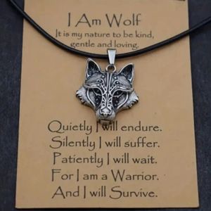 Wolf Head Pendent rope necklace‎